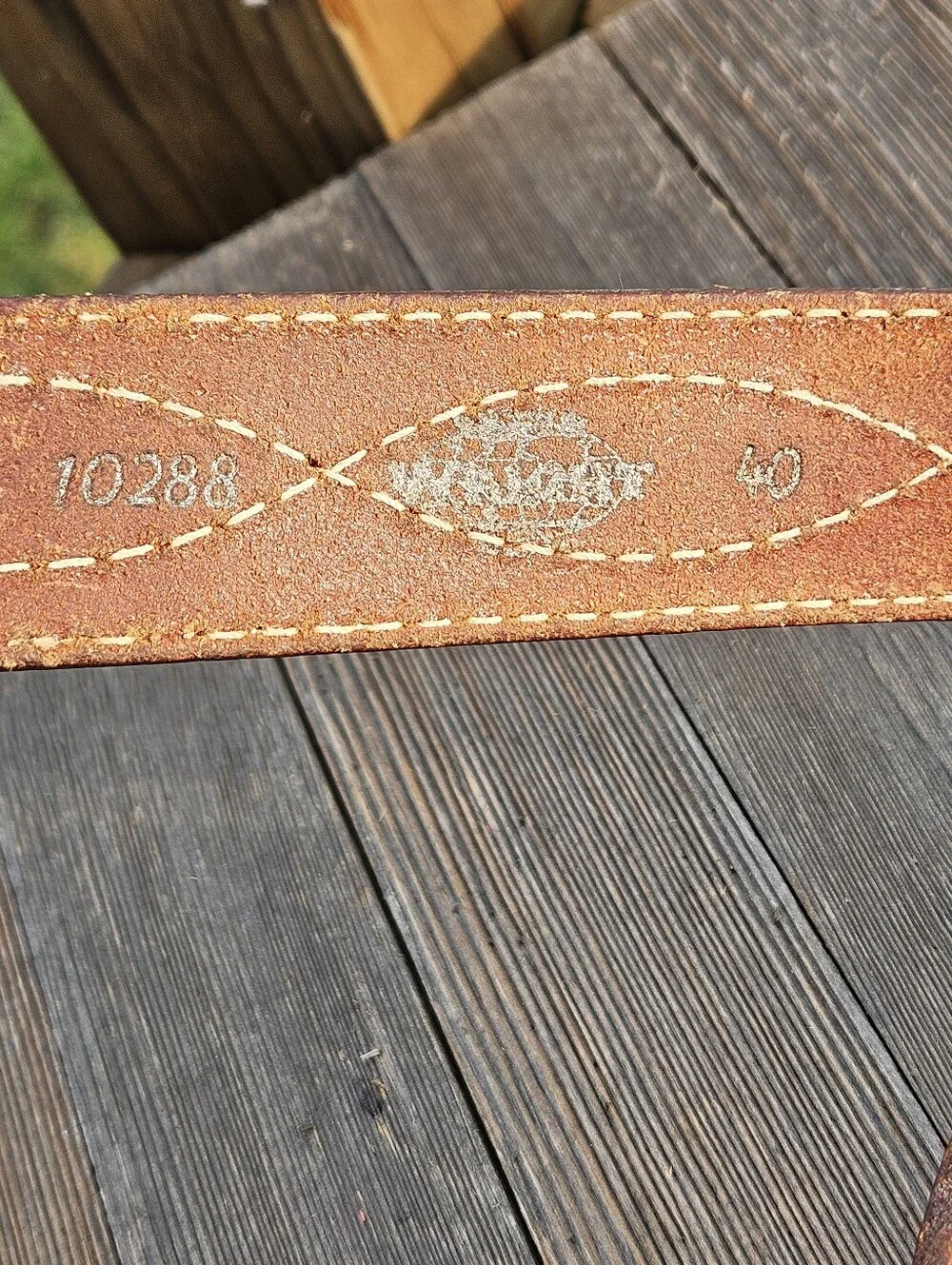 Vintage Western Wright Brown Leather Belt Sz 40 Diamond Stitched Cowboy...